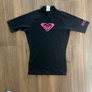 Roxy Black Rash Guard with Pink Logo